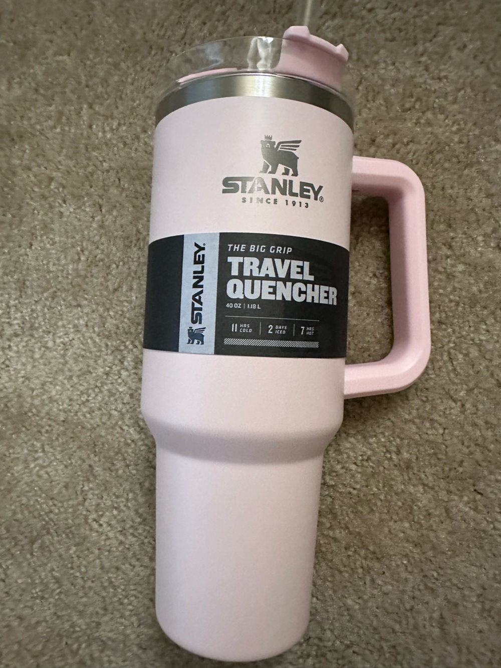 Stanley Travel Quencher Water Bottle Tumbler 40 oz Pale Pink NWT